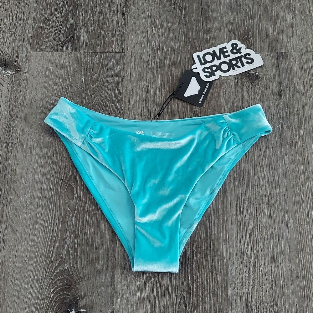 Love & Sports Velour Bikini Bottoms Classic Coverage Size Medium 8-10